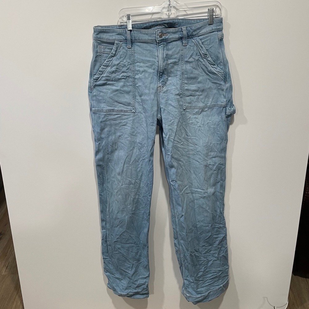 American Eagle Super High-Rise Baggy Wide Leg Carpenter Jeans 12 L 35x32